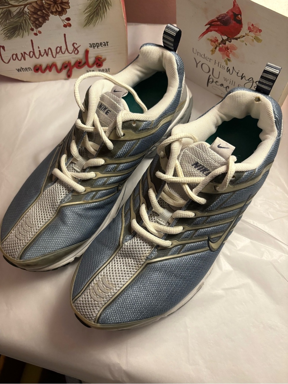 Nike Ladies Light Blue and White Athletic Sneakers